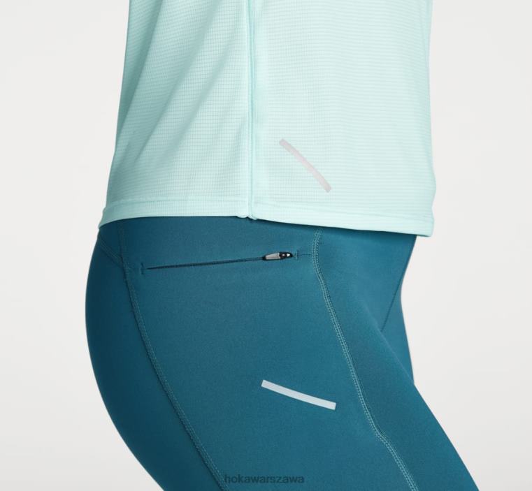 poślizg z krótkim rękawem Hoka L0PVV353 kobiety niebieskie szkło