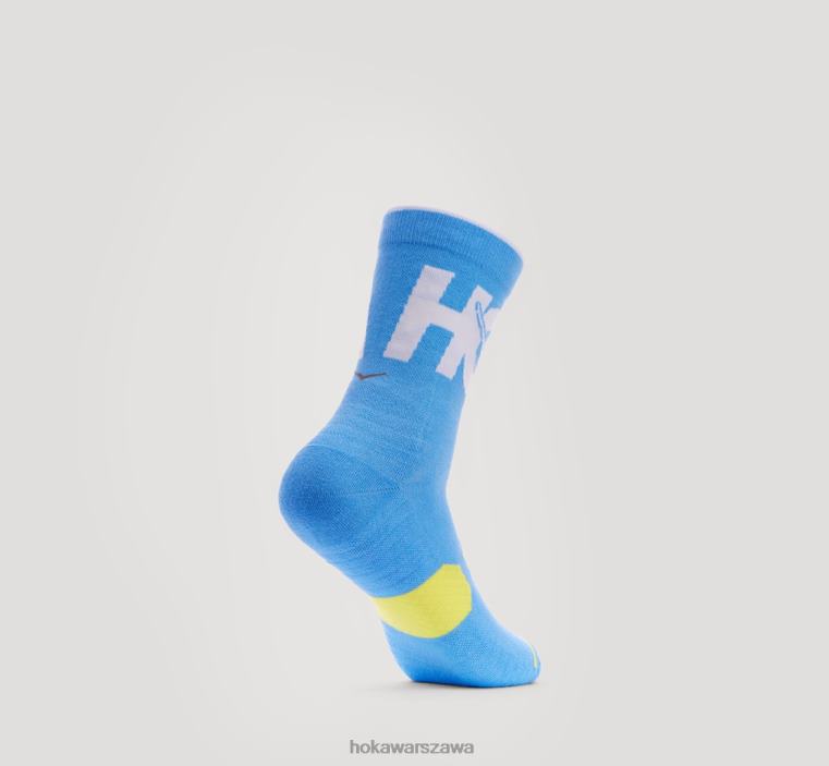 skarpetka do biegania załogi Hoka L0PVV389 kobiety błękit diwy/cytrusowy