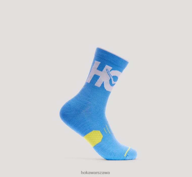 skarpetka do biegania załogi Hoka L0PVV389 kobiety błękit diwy/cytrusowy