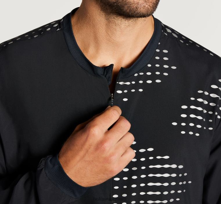 Osłona przeciwwiatrowa zapinana na zamek 1/2 Hoka L0PVV671 mężczyźni czarny